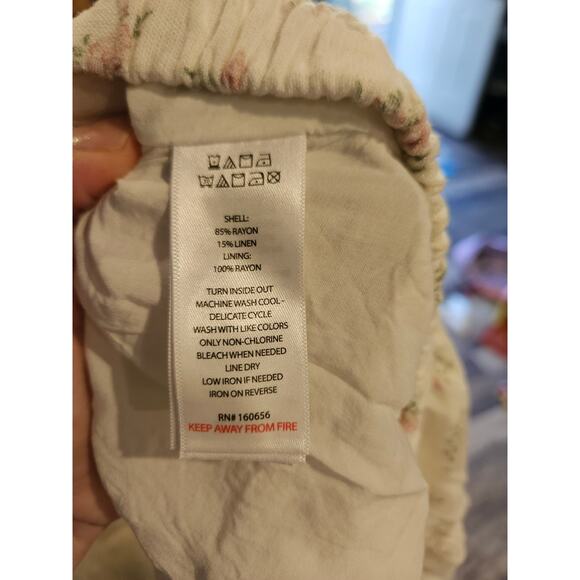 Sincerely jules cottage linen lined floral twirly skirt womens XL a line cream - Picture 7 of 7